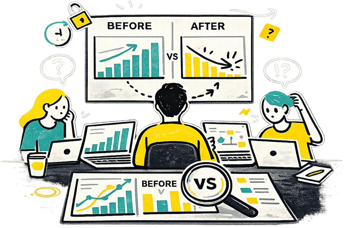 Before and after comparison showing how UI changes impact user behavior